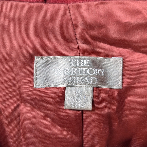 VTG 90s The Territory Ahead Brick Red Nubuck Leather Jacket Size Small - Picture 3 of 10